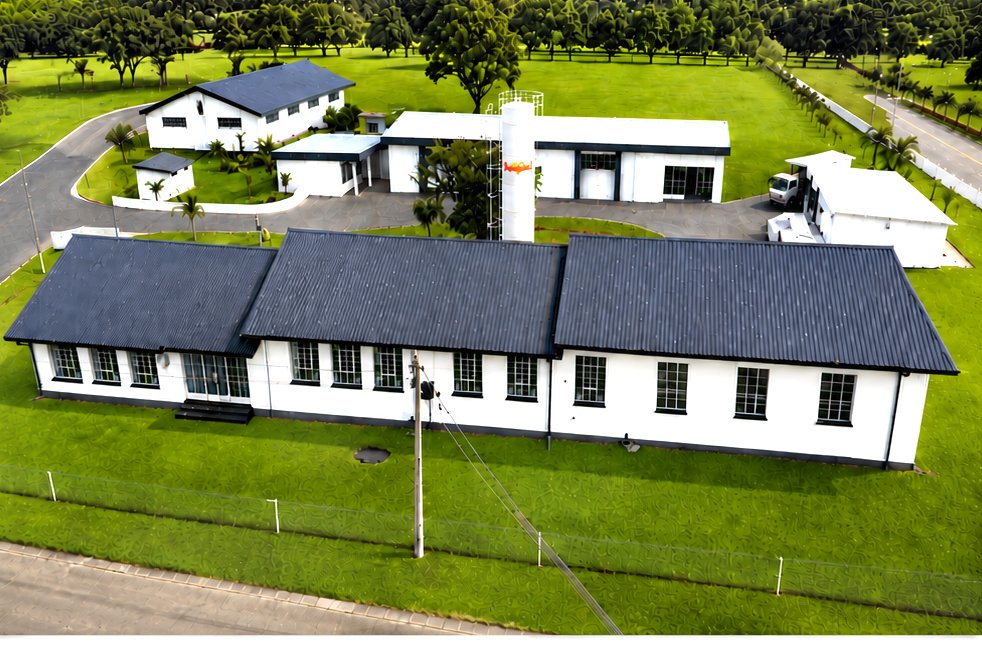 Aerial view of the SunSplash fruit juice processing plant